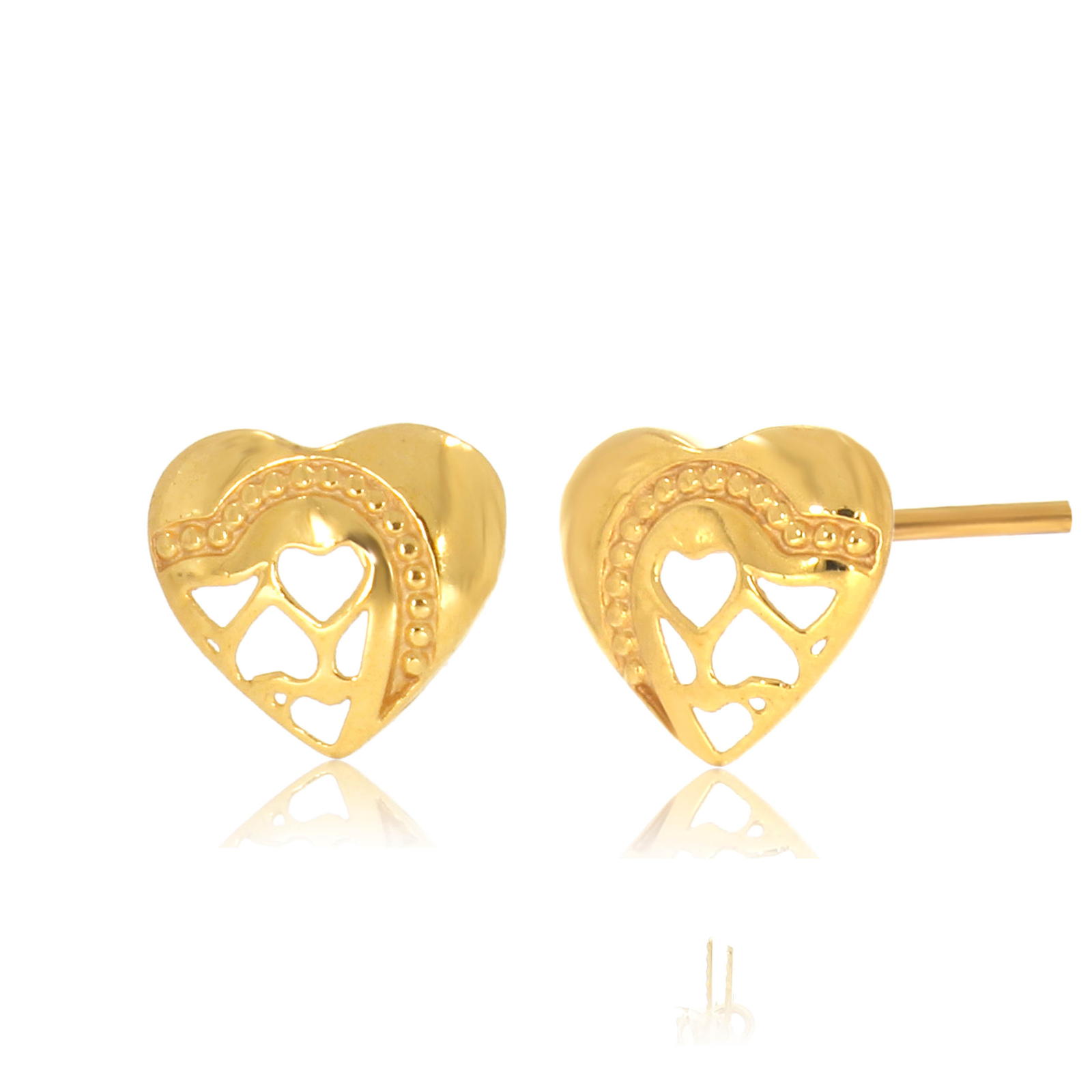 Senco Gold 22k Love Heart Crafted Gold Studs For Women image 2