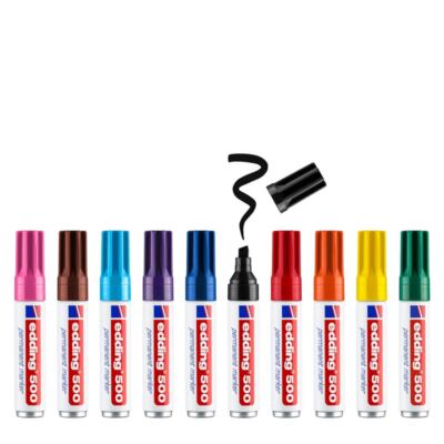 EDDING Permanent Marker 500 wasserfester Markierstift 10 Farben Keilspitze 2-7mm