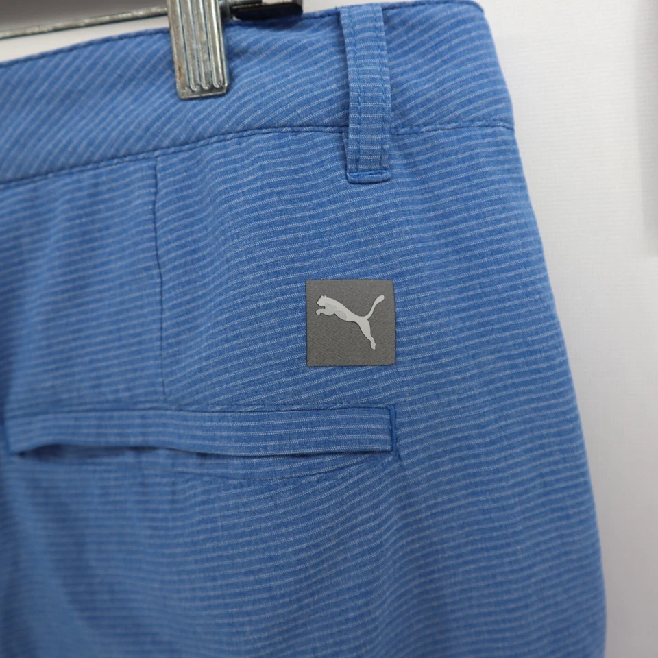 Men Puma Golf Performance Tech Golf Shorts Size 38 Blue Striped 9" Inseam Casual - Image 4 of 4