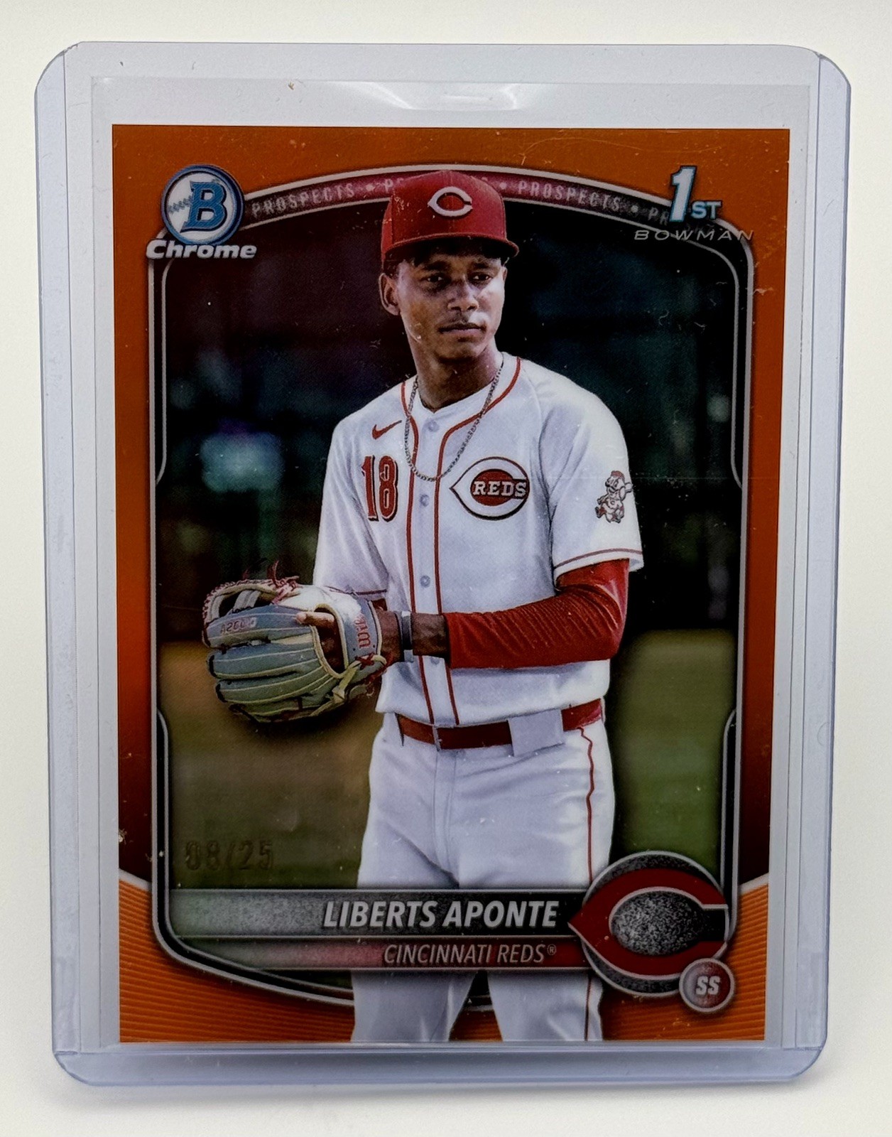 2025 Bowman Chrome 1st Bowman Liberts Aponte True Orange /25 