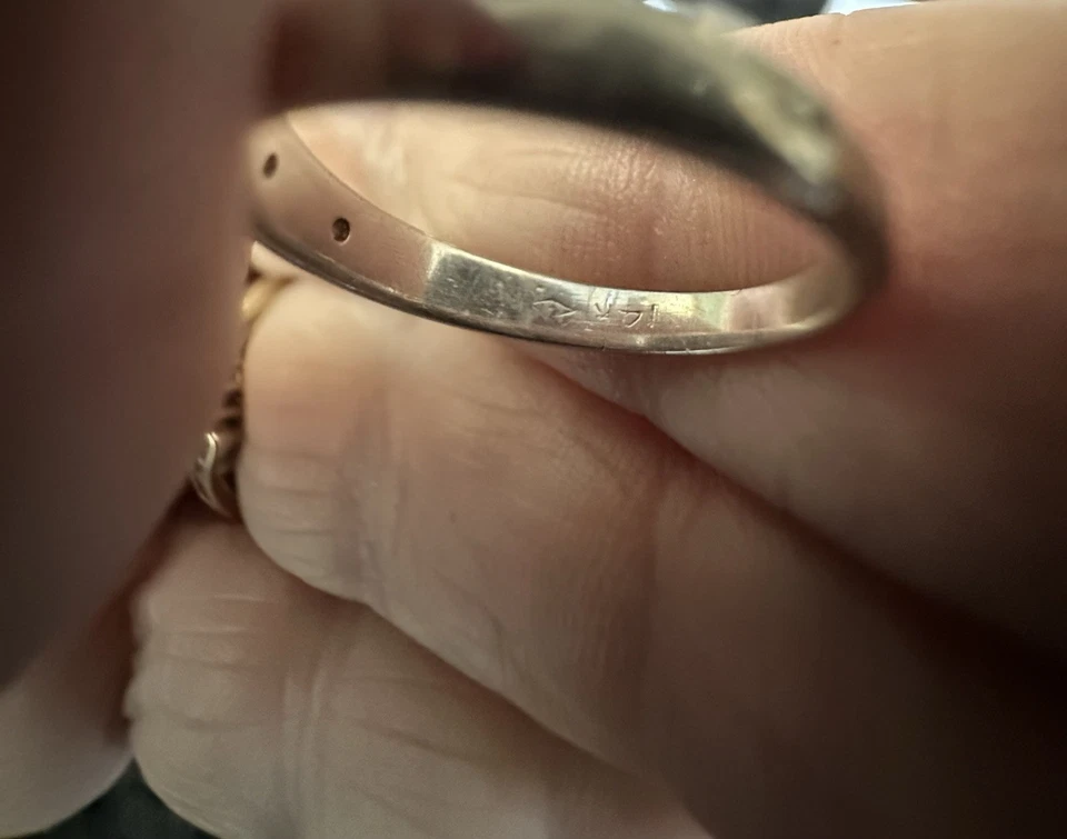 Antique 14kt White Gold Diamond Stackable Wedding Band Ring Size 4.5 - Image 2 of 3