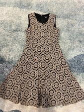Tommy Hilfiger sleeveless fit and flare lace overlay dress black/beige size 6