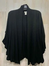 NWT MULTIPLES Tops Size L/XL Black BAT SLEEVES Cardigan