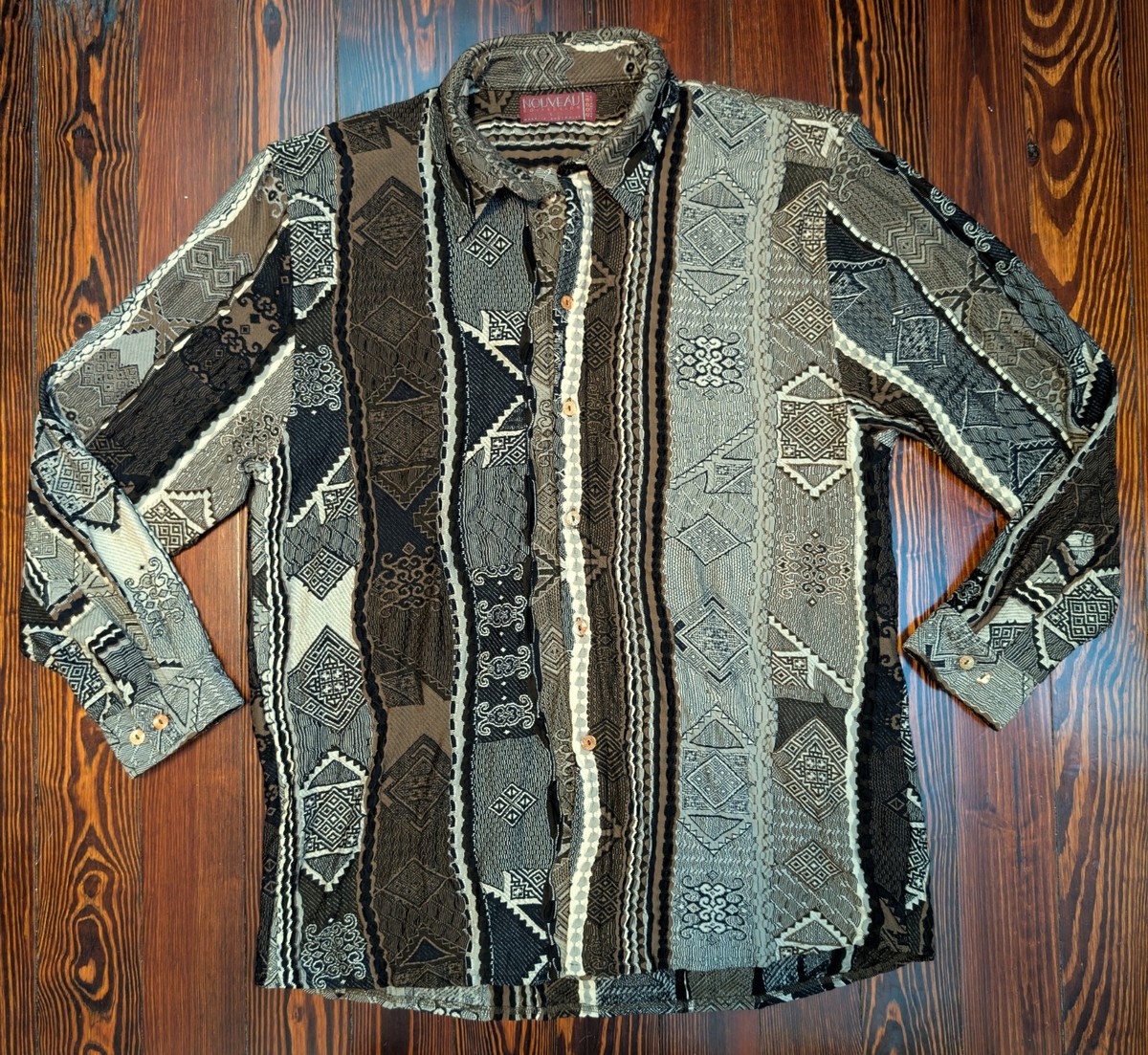 RARE Coogi Australia Nouveau WOOL Button Down size L can Fit XL