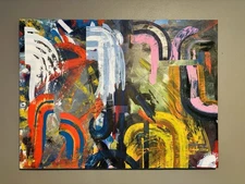 Original Abstract Painting 4ft by 3ft Canvas Art