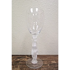 French Bacchus Claret Wine Glass - Frosted Semi Nude Male Stem 7.25" Vintage