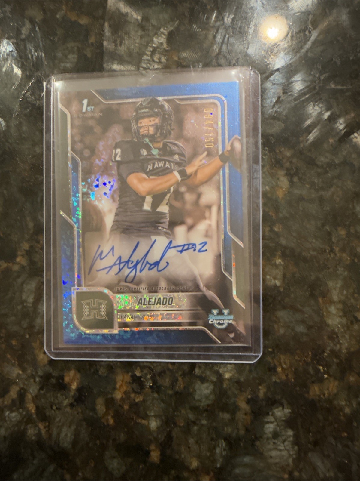 2025 BOWMAN CHROME U MICAH ALEJADO 094/150 BLUE DIAMONDS AUTO HAWAII 1ST BCA-MA