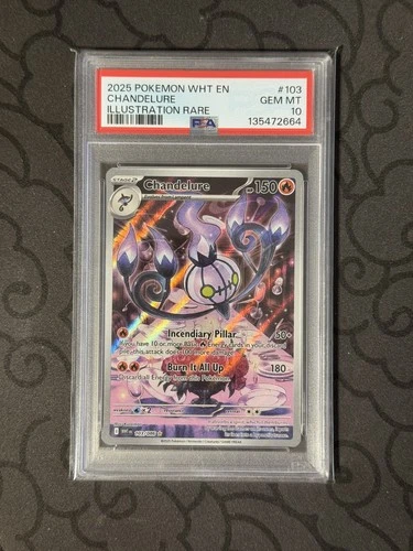 2025 Pokemon White Flare WHT En Chandelure Illustration Rare #103 PSA 10 Gem