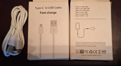 2 USB Type C Data Cables 5A Fast Charging USB-A to USB-C Charger Cord For Phone