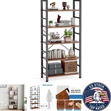 Versatile 5-Tier Shelves - Classic Modern Bookshelf for Living Room Office