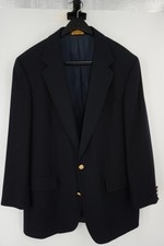 Brooks Brothers 2-Button Blazer Sport Coat Navy Blue Gold Buttons Men's 42L