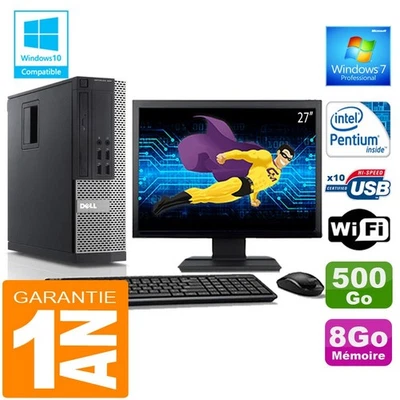 PC DELL 990 SFF Intel G840 Ram 8Go Disque 500 Go Wifi W7 Ecran 27" - Photo 1/4