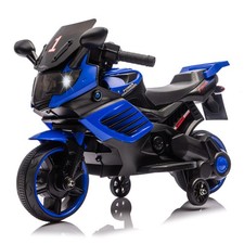 6V Battery Kids Ride-On Motorcycle Motorbike Dirt Bike with Training Wheels Blue