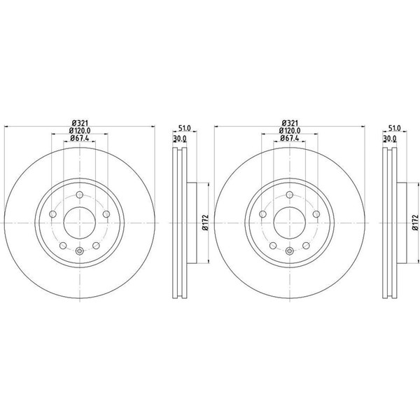 2X Hella Bremsscheiben 321Mm Vorne Passend FüR Chevrolet Camaro Malibu OP-image