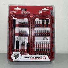 Milwaukee Shockwave Impact Duty 45pc Driver Bit Set Hex Shank 48-32-4023 Magneti