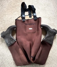 Magellan Footwear Brown Hunting Fly Fishing Neoprene Waders Overalls Boots 12