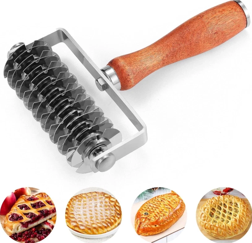 Pastry Lattice Roller Cutter, Stainless Steel Dough Cutter Wheel with Wood...
Opens in a new window