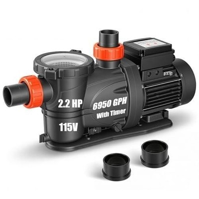 Leo 2.2Hp Self Priming Pool Pump With Timer 115V High Flow Pool Pump, Open Box