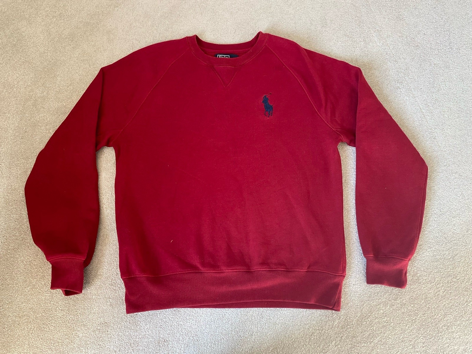 Polo Ralph Lauren Big Pony Logo Felpa Uomo Taglia Media Girocollo Rosso Maglione
