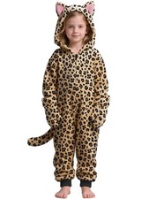 Kids Cheetah Costume Animal Jumpsuit for Girls Halloween Dress Up 4-5 Years