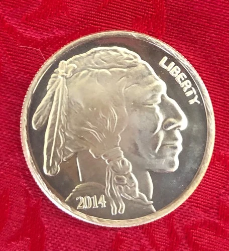 2014 INDIAN/ BUFFALO SILVER ROUND .999 Fine Silver 1 Troy Oz.