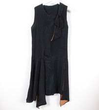 Antique 1920s Silk Dropwaist Dress Flapper Black Size Small Study Costume Swing