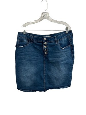 Royalty For Me Womens Denim Button-Front Jean Skirt Size 16W Comfort Fit