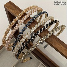5Pcs Sparkly Rhinestone Headband Set Hair Hoops Daily Hair Accessories Gift