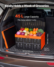 45L Collapsible Storage Bins w/ Lids 3 Pack Stackable Folding Crates Heavy Duty