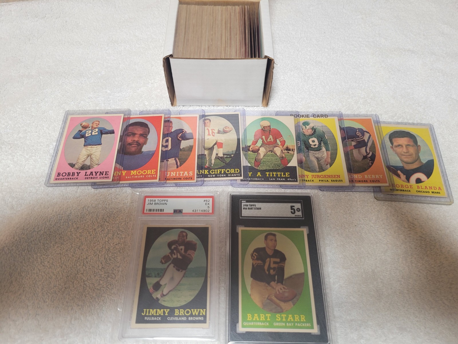 1958 Topps Football, Complete Set, (1-132), Jim Brown RC Graded PSA 5 EX view 4