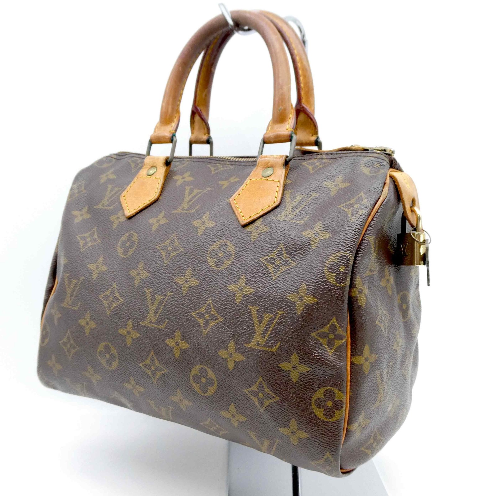 LOUIS VUITTON Speedy 25 M41528 Monogram Shoulder Hand Bag PVC Padlock 972