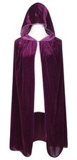 Kids Hooded Velvet Cloak Halloween Christmas Cosplay Fancy Cape Dark Purple