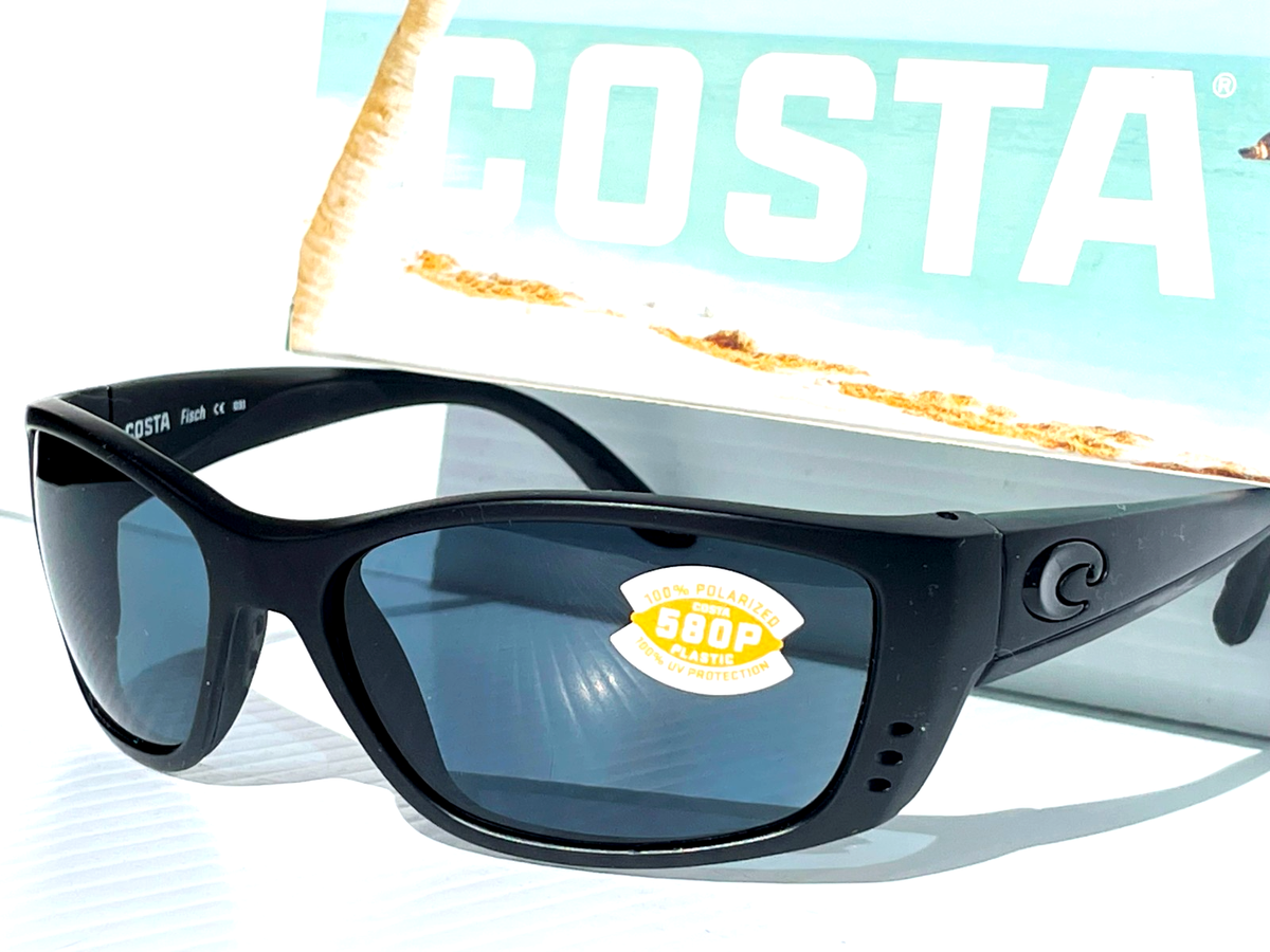 Dプライス NEW Costa Del Mar Fisch BLACKOUT POLARIZED Gray Lens 580P Sunglass