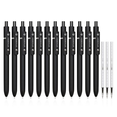 STAGEEK Black Gel Pens GX3, 12Pcs Fine Point Smooth Writing with 3 