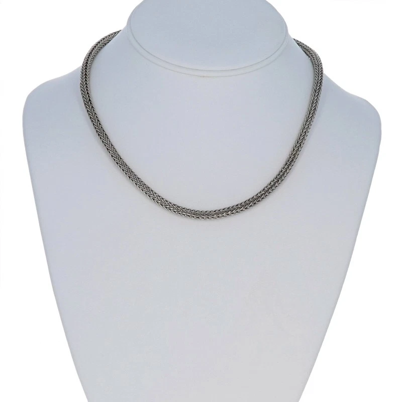 Silpada Woven Wheat Round Foxtail Chain Necklace 16 3/4" - Sterling Silver 925 - Image 2 of 4