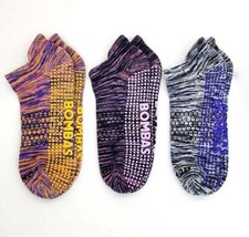 3 Pairs Bombas Women's Gripper Honeycomb Ankle Socks Yoga Size M Colourful
