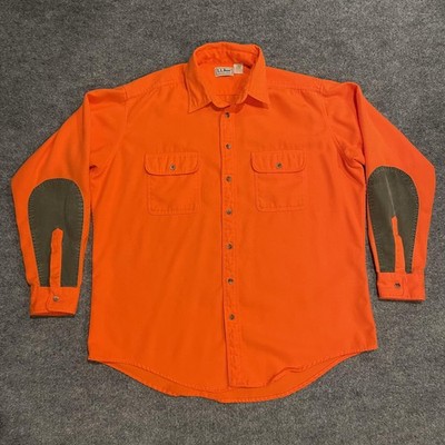 Vintage L.L. Bean Blaze Orange Heavyweight Hunting Shirt Mens XLT Tall Made USA