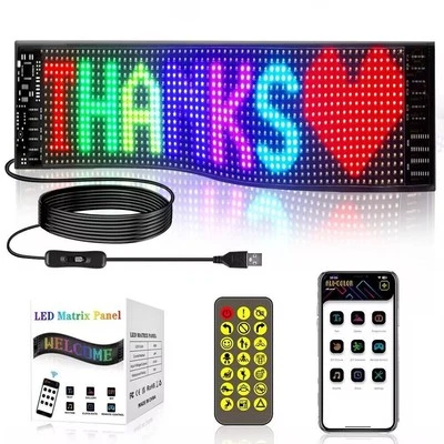 USB LED Car Flexible Sign Scrolling Message Display Screen APP Programmable RGB