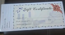 Gift Certificate Pack  50  with A Receipt Tab And A Red Bow 
