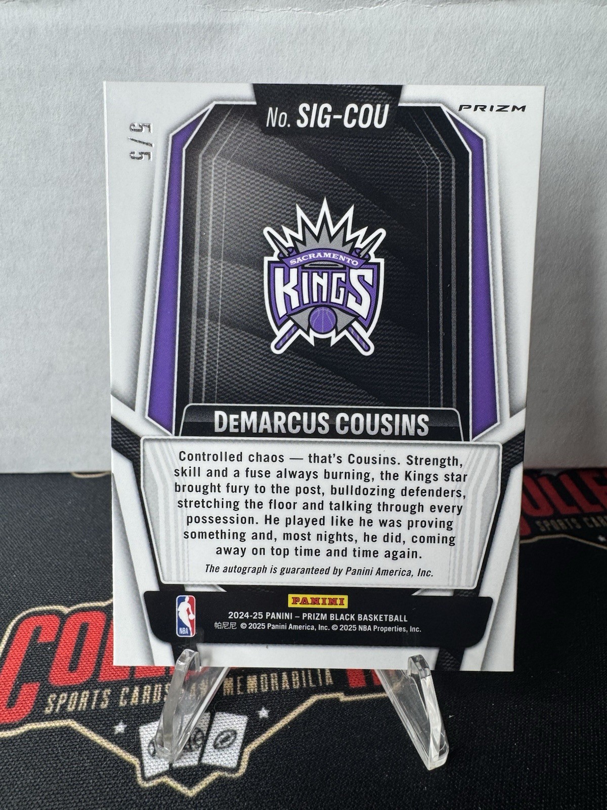 2024-25 Demarcus Cousins Panini Prizm Black FOTL Gold Vinyl Auto #’d 5/5 Kings view 2