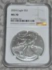 2024 American Silver Eagle $1 NGC MS70 Brown Label 1 oz Silver