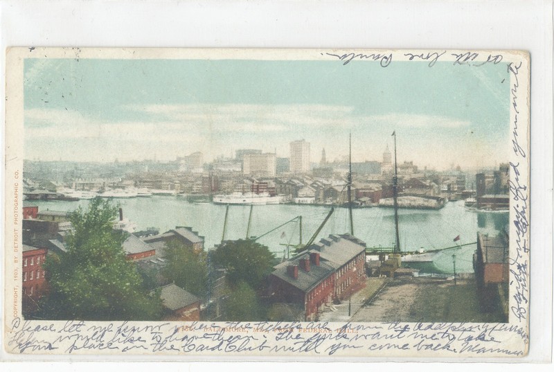 View from Federal Hall - Postcard Rol. PK. & St. Hel. RPO Balto MD Sept 1904