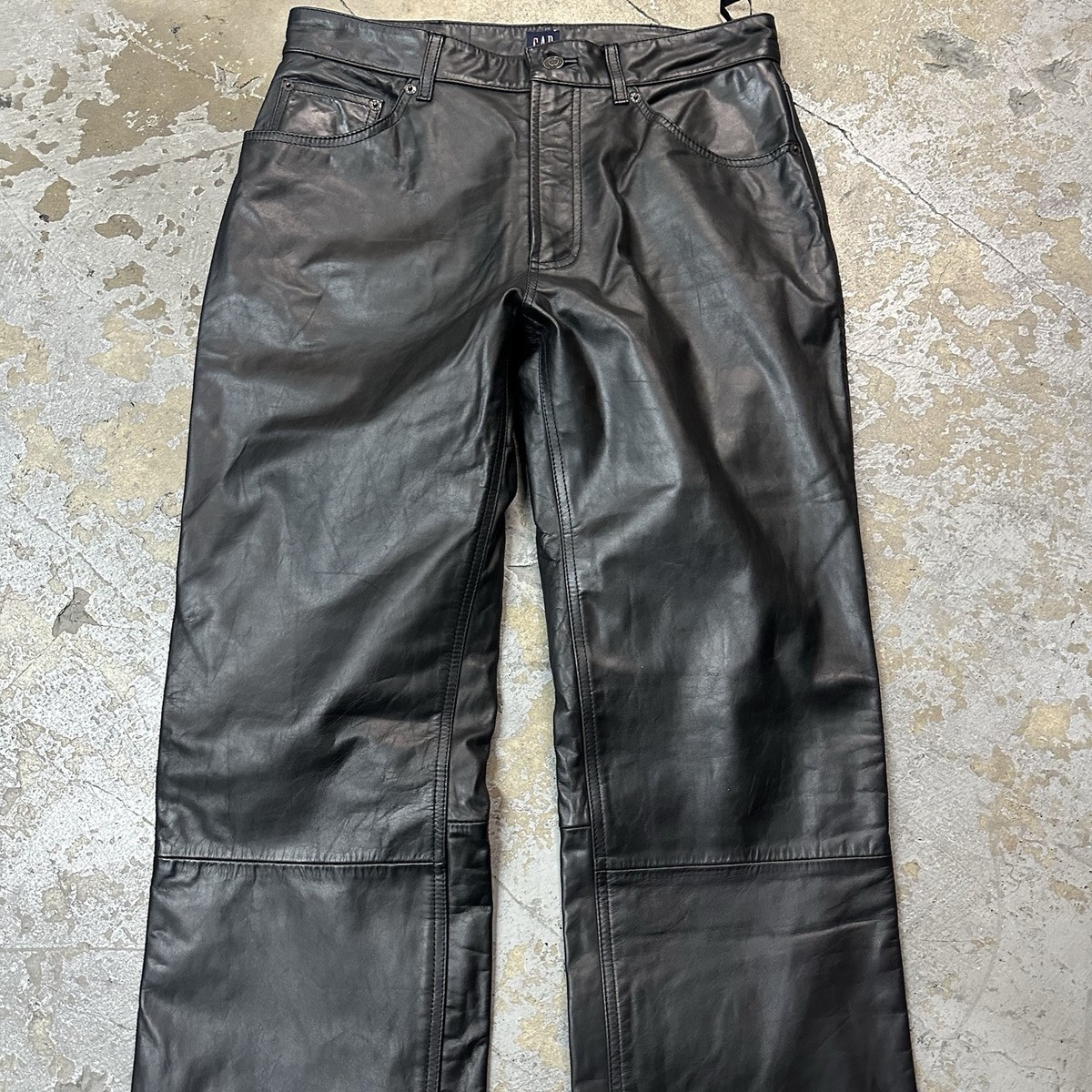NWT Vintage Y2K Gap Black Leather Pants Size 31 Long Boot Cut Men