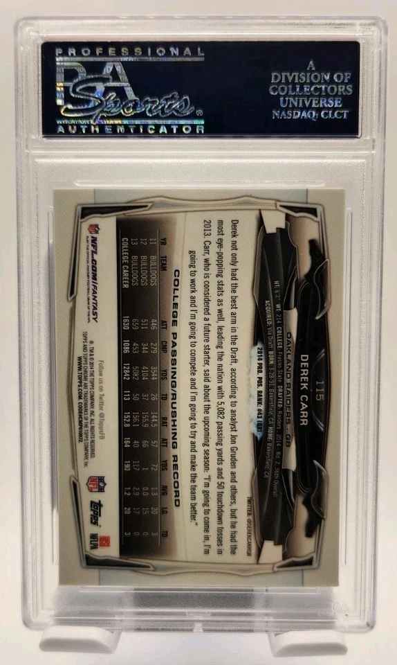 2014 Topps Chrome - Derek Carr #115 refrator (RC) - Imagem 2 de 2