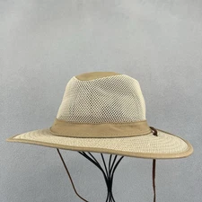 Vintage Henschel Hat Co. Safari Cap Adult Medium Made In USA Guide Rope 90s