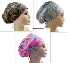 Big Floral Jersey Knit Comfy Euro Adjustable Women's Work Cap