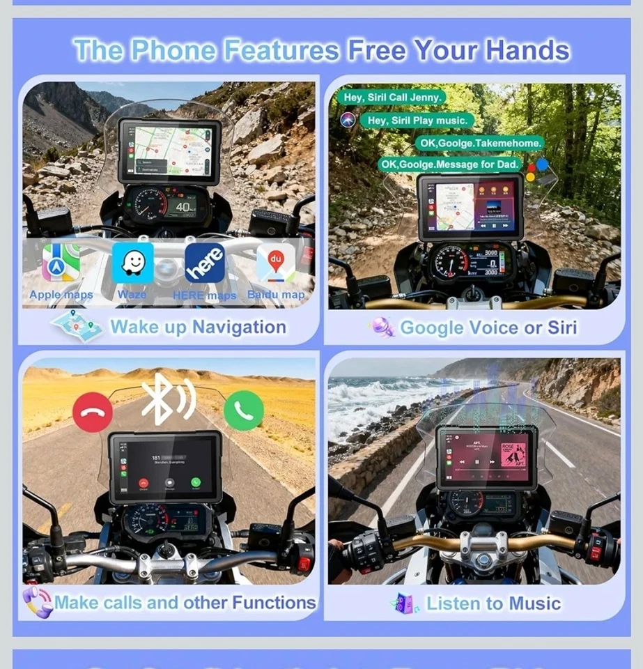 BM700 for BMW Motorcycle CarPlay & Android Auto 7" IP67 Waterproof GPS Nav - Image 3 of 4