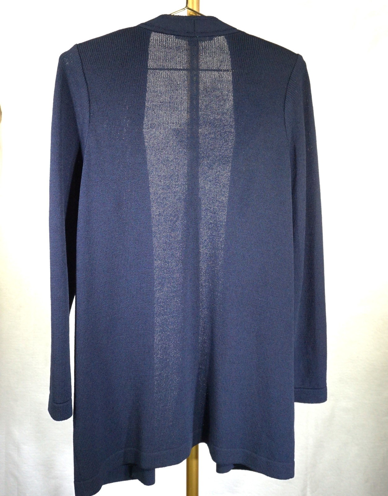 ST JOHN BASIC BLUE KNIT OPEN FRONT JACKET SZ M - image 2