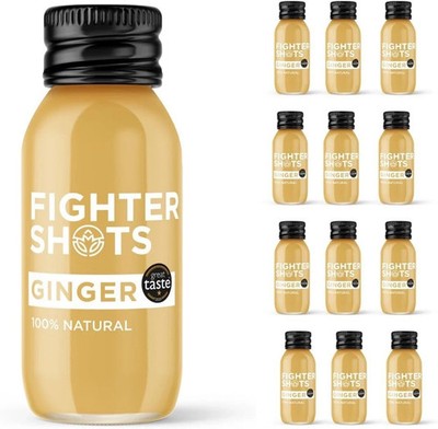 FIGHTER SHOTS Ginger Shots Award Winning 100% Natural Fresh & Fiery 12x60ml