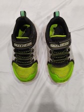 Boys Sketchers 5-Lights Sneakers, Black Green, Toddler Size 7 Pre-Owned